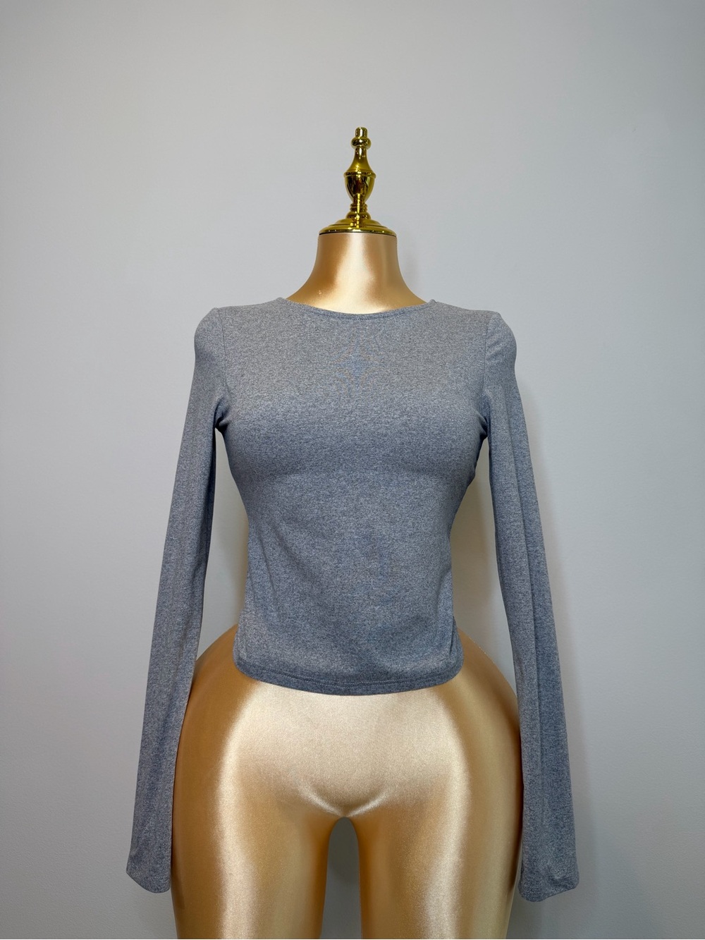 SHEIN Gray Long Sleeve Crewneck Top